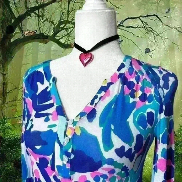 Lilly Pulitzer Lilias Tunic Multi Hit The Spot Long Sleeve Blouse SIZE XXS - Picture 3 of 10